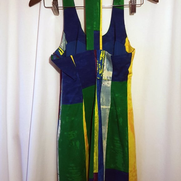 plenty by TRACY REESE Multicolor Abstract Watercolor Print Shift Mini Dress 2 XS - Picture 10 of 13